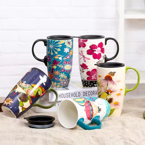 High Quality Bone China Female Large-Capacity 500ml Heat-Resisting Durable <b>Coffee</b> Mug Lid Office Breakfast Use New Style 10 Pcs - Product Image 2