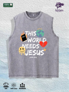 Camiseta sin Mangas <span class=keywords><strong>Antihero</strong></span> This World Needs Jesus Faith, 100% Algodón, Almacén de EE. UU., 7 Colores - Product Image 5