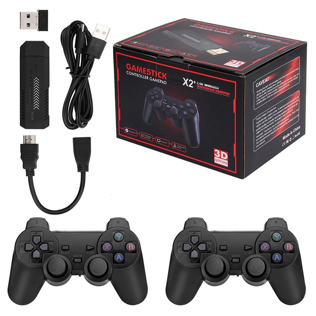 Hot Sales  Plus Game Stick 4K HD 2.4G Wireless Controllers for PSP/N64/PS1 40000 Games 64G Retro Video Game Console FC