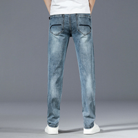 Haute qualité des exportations jean skinny pour hommes élégant bleu gris Vintage adoucissant droit tricoté Jean matériel 10 tissu lavé