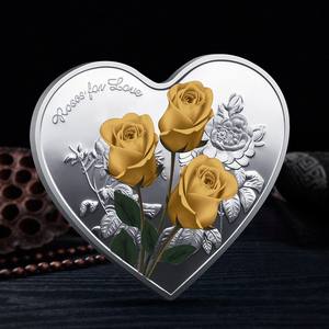 Médailles commémoratives en métal en forme de cœur, plaquées argent, personnalisables, pour la Saint-Valentin, cadeaux souvenirs, vente en gros - Product Image 4