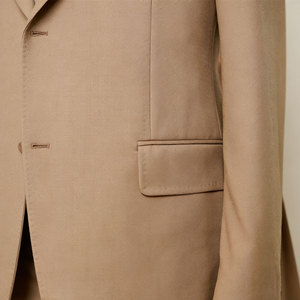 Elegante Blazer de Boda Color Camel Claro, Traje de <span class=keywords><strong>Hombre</strong></span> con Corte Entallado, Lana Suave, Pajarita y Pañuelo de Bolsillo <span class=keywords><strong>para</strong></span> Ocasiones Ceremoniales - Product Image 4