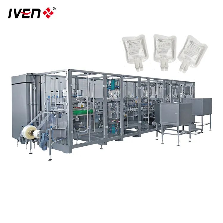 Completely Film Utilization Normal Saline IV Fluids Filling Sealing and Packing Production Machine with Factory Price