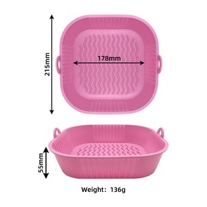 Square Air Fryer <b>Silicone</b> Mat 19x19x5cm Easy To Clean Blue Non-Stick <b>Baking</b> Tray For Household Use - Product Image 4