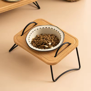 Eco-Friendly aço inoxidável gato tigela com bambu removível Manga linha Dog <span class=keywords><strong>Bowl</strong></span> Durable vazamento prova <span class=keywords><strong>Pet</strong></span> refeição bambu removível - Product Image 4