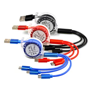 Cable multicargador USB 3 en 1, cable de carga USB retráctil 3 en 1, cargador múltiple retráctil 3 en 1