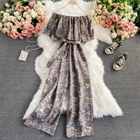 Manches courtes col fendu Floral décontracté longues combinaisons hiver taille haute imprimé fleuri combinaisons dames décontracté salopette une pièce