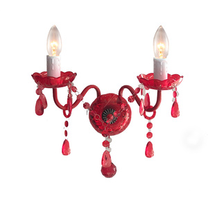 Applique murale à 2 lumières avec cadre chromé poli, luminaires muraux d'intérieur, lustre mural à gouttes de cristal transparent - Product Image 1