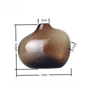 Jarrón de Vidrio Pulido con Patrón de Martillo Zen Japonés, Jarrón de Vidrio Grande de Boca Pequeña con Forma Geométrica Irregular para Sala de Estar - Product Image 4