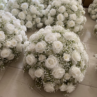 Décoration d'événement de luxe bon marché, boule de fleurs artificielles en rose et souffle de bébé de 60 cm, boules de fleurs de mariage pour centre de table