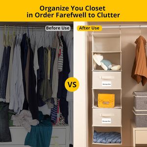 1 Pack 6 Shelf Hanging Closet Organizer With 2 Drawers And 4 Side Pockets For Clothes <b>Shoes</b> Bedroom <b>Storage</b> - Product Image 5