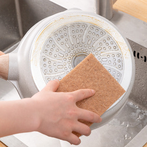 Esponja de limpieza con grano de diamante, rectangular, color marrón claro, de sisal, para limpiar ollas, sartenes y eliminar el óxido. - Product Image 1