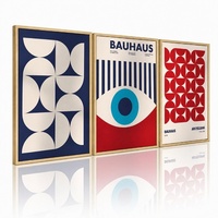 Art mural minimaliste Bauhaus pour salle à manger, impression géométrique encadrée, cadre en aluminium doré mat pour cuisine moderne