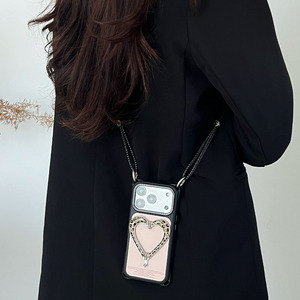 Funda para Teléfono Zenos Estilo Coreano con Soporte en Forma de Corazón y Correa Cruzada, Cubierta de Cuero a Prueba de Golpes en las 4 Esquinas para iPhone - Product Image 5