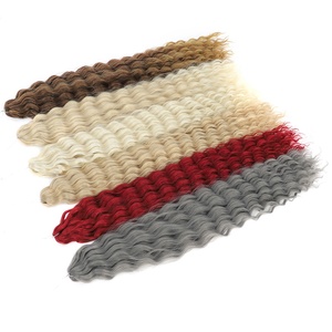 22 "30" trecce sintetiche in fibra resistente al calore a onde profonde Ombre riccioli biondi afran capelli all'uncinetto estensione dei capelli intrecciati con onde d'acqua - Product Image 1