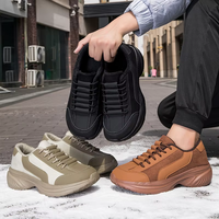 Chaussures décontractées pour hommes à lacets, doublure chaude en peluche, coupe large, respirantes, légères, confortables, anti-choc, grandes tailles, printemps