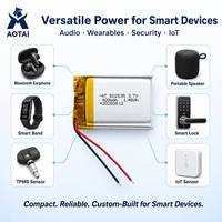 Batterie LiPo OEM au lithium polymère rechargeable sur mesure en gros, cellule 502535 3.7V 400mAh pour écouteurs, bracelet connecté et IoT