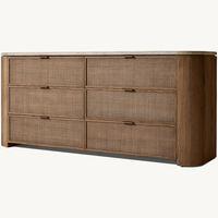 Commode en chêne massif sur mesure, buffet en travertin, 6 tiroirs, meuble de rangement de luxe pour studio ou loft