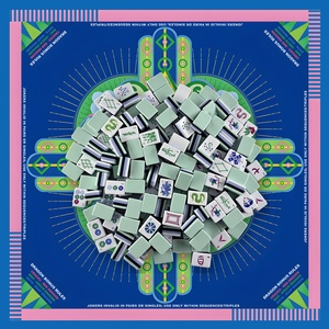 Juego de Mahjong Profesional de 4 Capas, Estilo Americano, 160 Fichas, Acrílico Azul Pálido, Edición Especial Dragón Radiante - Product Image 1