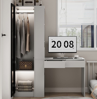 Combinaison moderne et simple de bureau et armoire pour chambre à coucher, petite pièce, personnalisable, demi-bibliothèque, demi-armoire, minimaliste, couleur crème, coulissante
