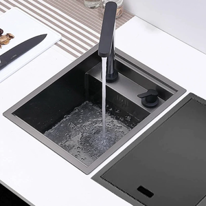 Personnalisé Moderne Nano Boîte Noire Petit Îlot Bar Simple Bol Robinet Plié Fait à la Main Évier de Cuisine Caché - Product Image 4
