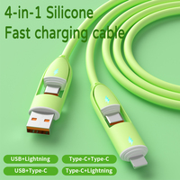 Câble de charge 4 en 1 Silicone coloré 1M 100W PD 6A USB A/C à C/L Câble de chargeur USB multiple 4 en 1 pour appareils tout-en-un