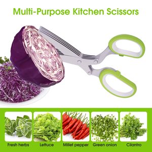 Ciseaux à herbes professionnels de 7,5 pouces en acier inoxydable, 5 lames, ciseaux de cuisine multifonctionnels avec étui de protection - Product Image 3