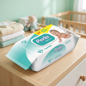 Lingettes humides pour bébé Perla, 120 pièces, sans alcool, non tissées, 14x18 cm, soin de la peau pour bébés - Product Image 3