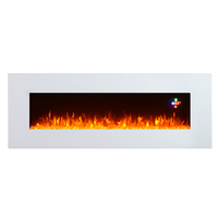 Cheminée électrique murale décorative élégante blanche de 60 pouces avec flamme décorative LED