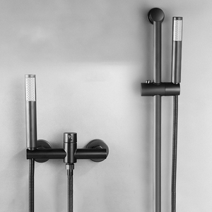 Nero opaco in ottone semplice montato a parete con barra di scorrimento calda formica <span class=keywords><strong>doccia</strong></span> a pioggia fredda Set Mixer per il bagno - Product Image 2