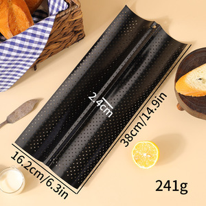 Molde para Baguettes Francesas Perforado con Superficie Antiadherente, Bandeja de Acero al Carbono para Hornear 4 Rollos a la <span class=keywords><strong>Vez</strong></span> - Product Image 1