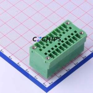 KF2EDGVHM-3.81-2*9P Plug-in Terminal Block Through hole,P=3.81mm Board-to-Board / Socket - Closed Screw Fixing 2x9P 3.81mm - Product Image 1