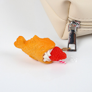 Cute and realistic strawberry ice cream taiyaki model pendant, adorable realistic Japanese snack fish <b>biscuit</b> food toy. - Product Image 3