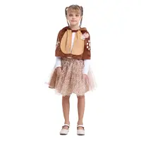 Fantasia de rena com capuz, vestido de menina para cosplay de natal, festa, animais, fantasia de cervos com buzina