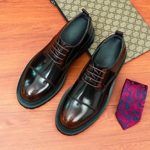 Chaussures habillées pour hommes de style européen, en cuir de vachette pleine fleur, Oxford à lacets, idéales pour le bureau et les affaires, avec assortiment de couleurs pour l'automne - Product Image 3
