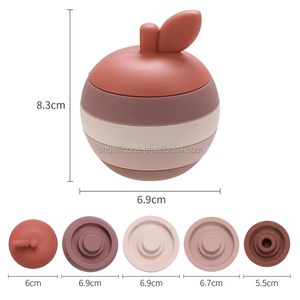 Giáng sinh giáo dục đồ chơi mềm Silicone bé Teether xếp chồng khối cấp thực phẩm Apple hình dạng đầy màu sắc cho trẻ em - Product Image 3