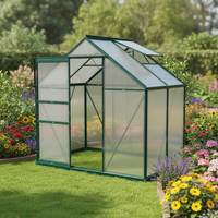 Serre moderne en polycarbonate avec structure en aluminium de 4x6 pieds, facilement assemblable, petit véranda extérieure pour la maison et le jardin