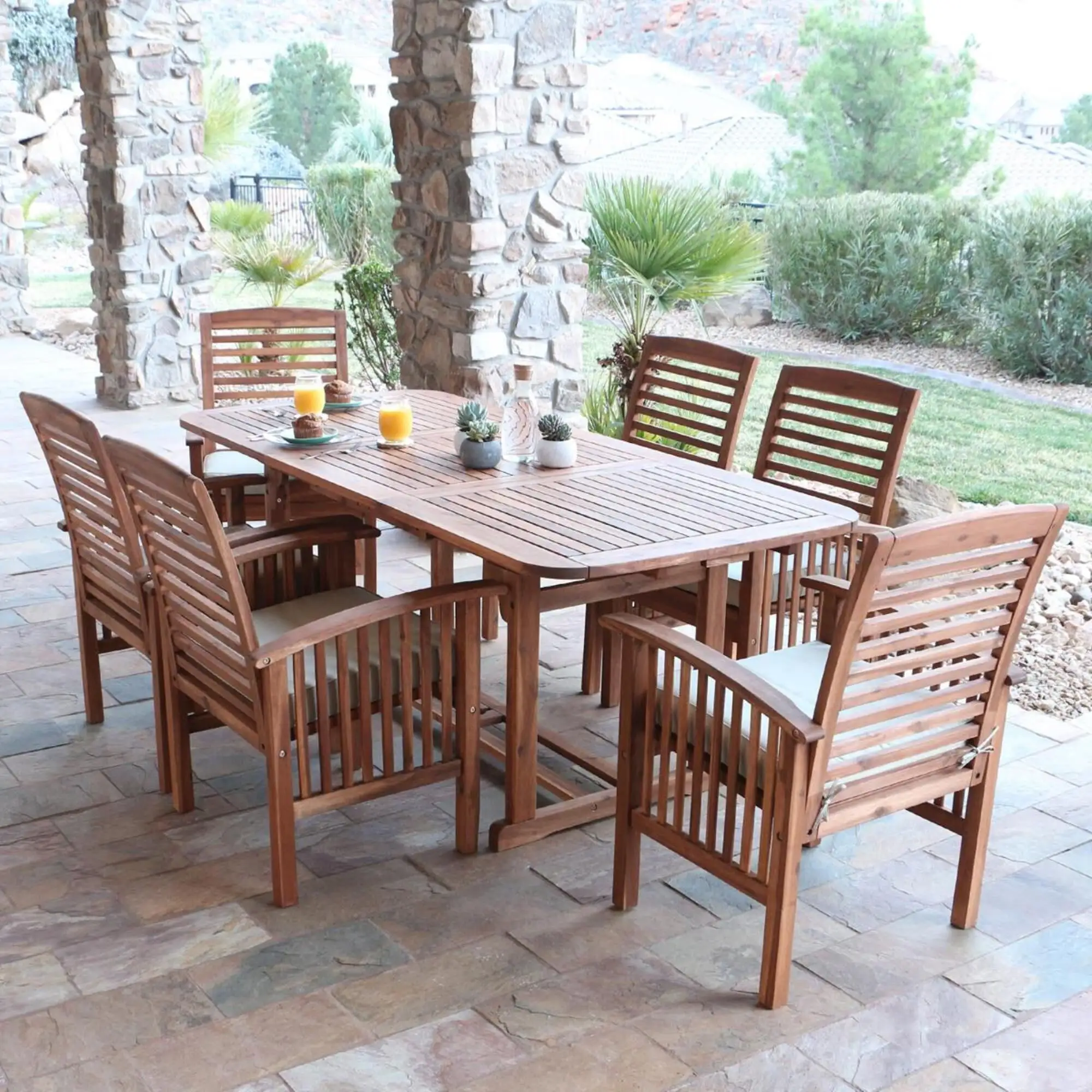 Commercial Hotel Courtyard Outdoor Plastic Wood Folding Restaurant Furniture Garden Fabric Dining Tables And Chairs