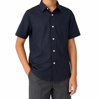 Chemise de travail à col pointu et manches courtes en fibre de polyester antibactérienne, couleur unie, avec poche et étiquette personnalisée au col pour le bureau