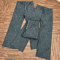 Jean en denim brut exclusif pour homme, coupe droite, cinq boutons, fermeture éclair, taille mi-haute, style streetwear, denim selvedge, coupe bootcut