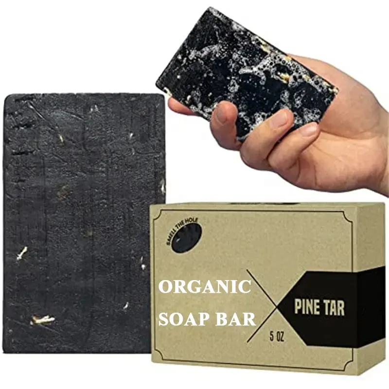 Wholesale Pine Tar Natural Black Soap For Men Moisturizing Remove Blackhead Cruelty Free With Essential Oils Toilet Soap