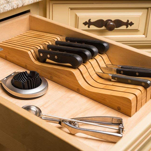 Tiết Kiệm Không Gian Đa Chức Năng Nhà Bếp Lưu Trữ Phổ Tre Dao Khối Trong Ngăn Kéo, Ngăn Kéo Dao Tổ Chức - Product Image 5