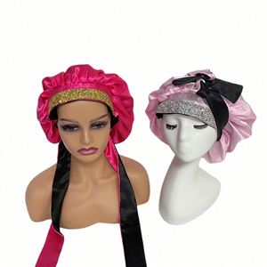 Gorro de Dormir de Satén con Lentejuelas para Niños, con Logotipo Personalizado, Banda Ancha y Suave para Cabello Rizado, Gorro de Seda para Trenzas, Regalo - Product Image 1
