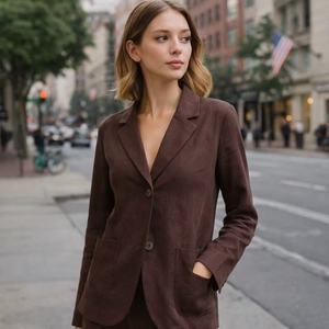 高品質サプライヤー婦人服、カスタムメイドのリネン生地婦人用ファッショナブルなコート、エレガントな女性向け - Product Image 1