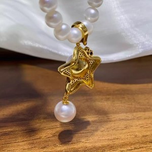 Accessoires en perles 31378DIY, pendentif en argent S925, support vide, double perle, collier étoile de mer avec perles de 8 à 11 mm - Product Image 2