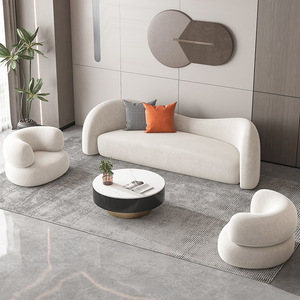 सफेद बादल छोटे सोफे और टेबल संयोजन सर्कल घुमावदार सोफे चमड़े के बैठने वाले प्रकाश लक्जरी सरल सफेद सोफे - Product Image 3