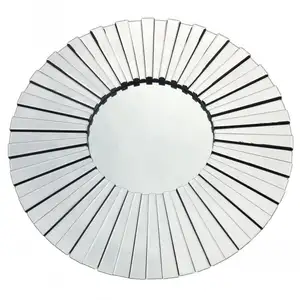 silver decorative sun shaped 3d art wall mirror