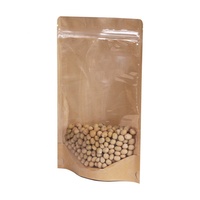 Pochettes debout en papier kraft brun pour emballage alimentaire avec sac d'emballage refermable à fermeture à glissière transparente pour fenêtre avant