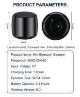Portátil Super Bass Mini inalámbrico personalizado pequeña luz Led Bt 5,0 altavoces Bluetooth con cordón