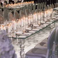 Luxuriöser Maßgefertigter Transparenter Acryl-Esstisch für 12 Personen Großer Kristall-Hochzeitsbankett-Tisch für Party-Events Glasplatten-Schreibtisch